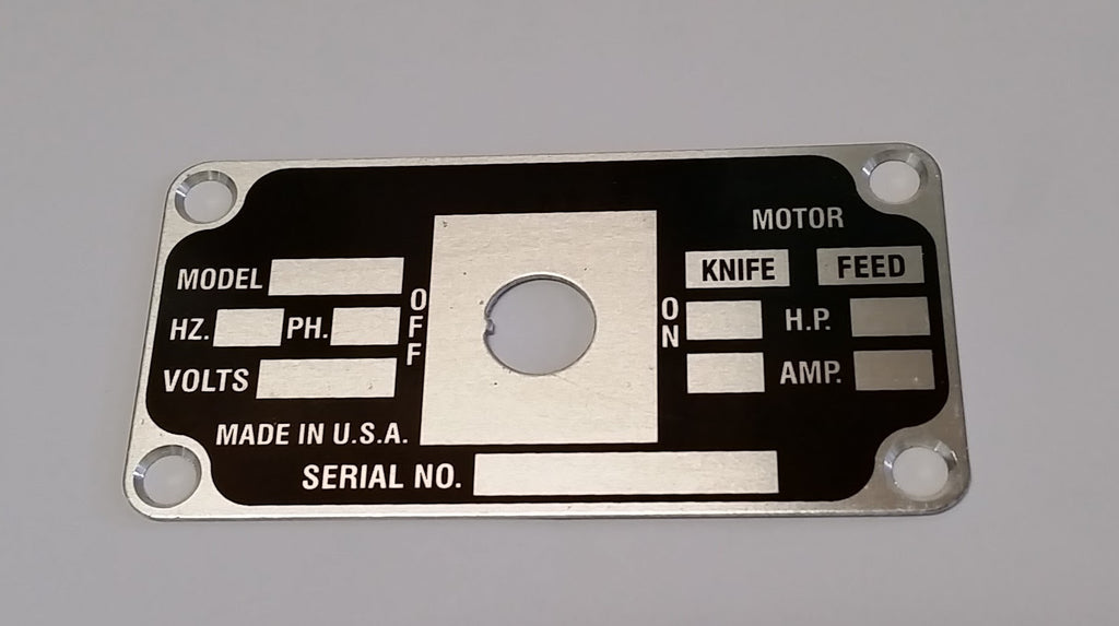 Globe®  Data Plate - L. Stocker and Sons